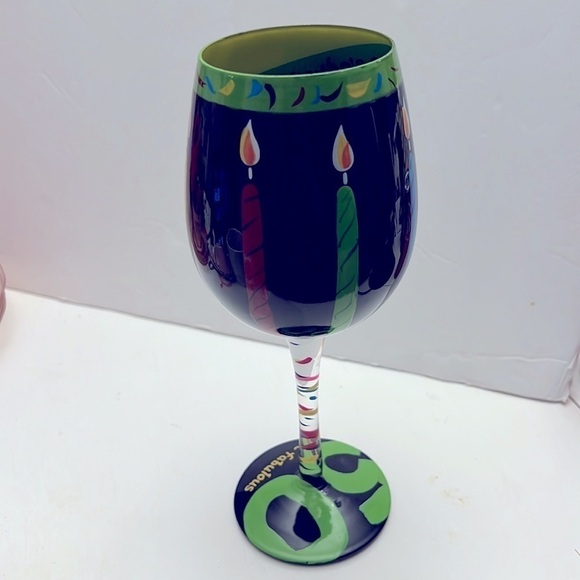 Lolita 50 and Fabulous Love my Wine Artisan Painted Wine Glass - Picture 8 of 8